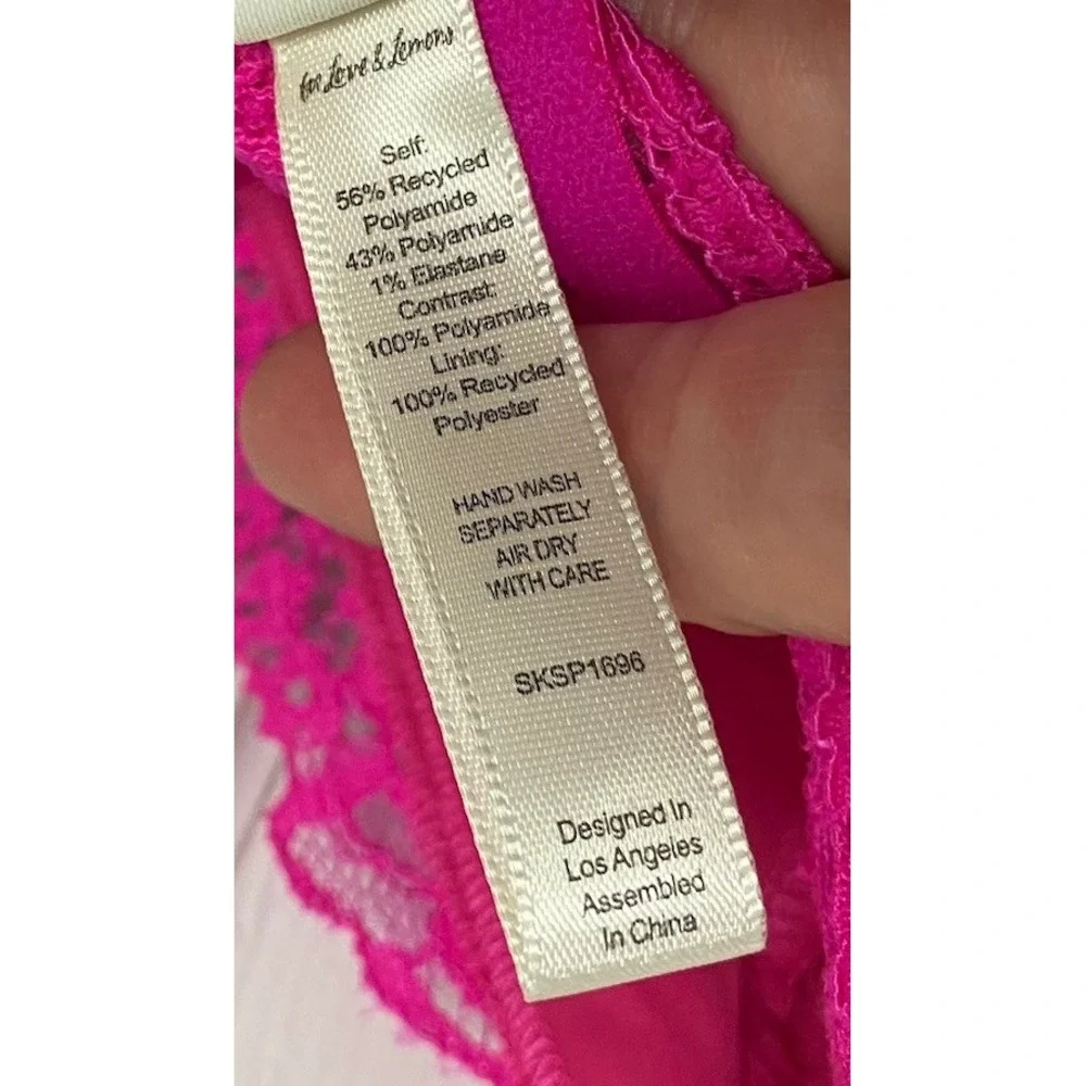 For Love&Lemons Women Hot Pink Lace Mini Dress Lingerie Victoria Secret M-EUC